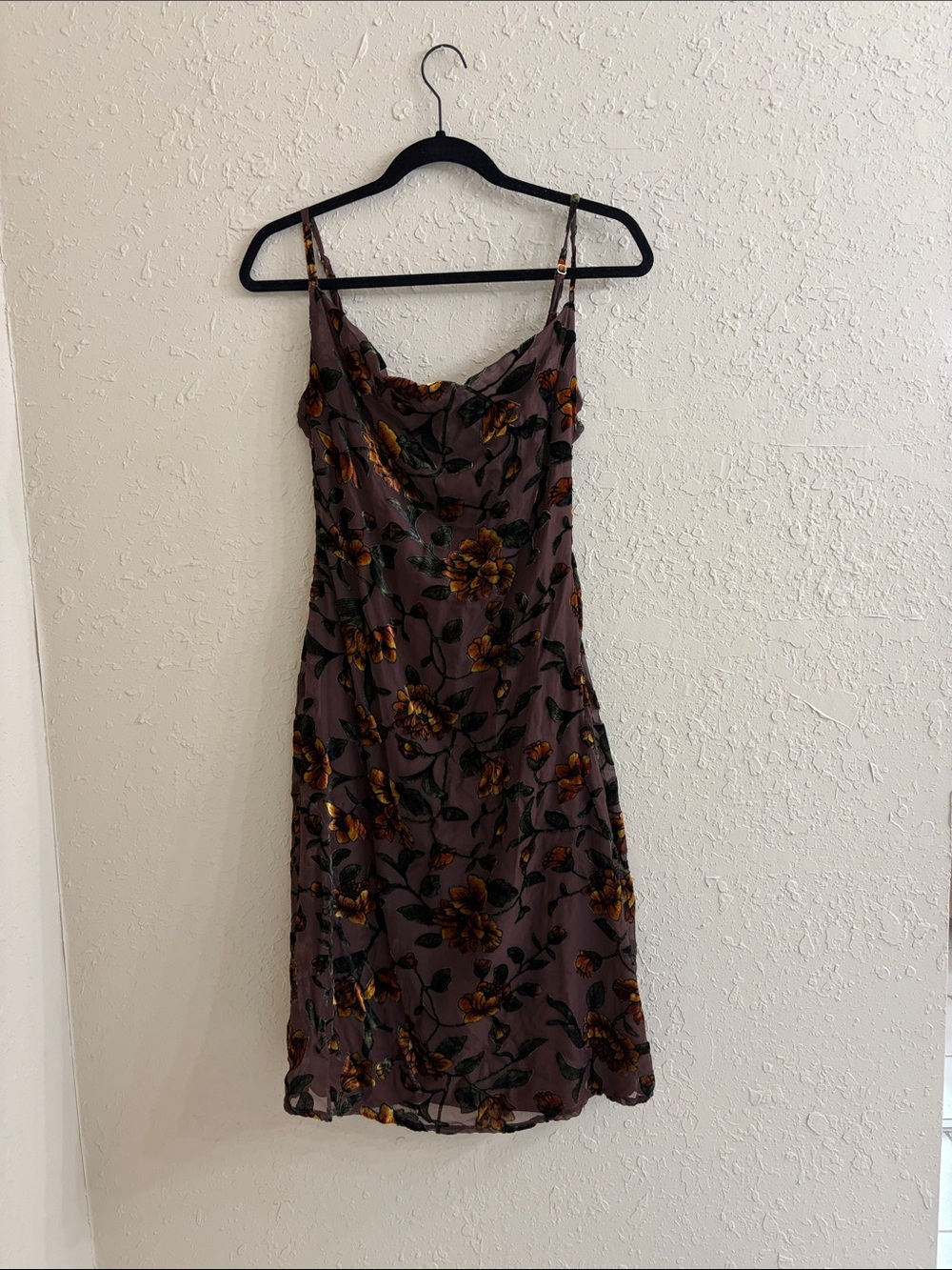 Lulu's Mauve Floral Slip Dress with Burnt Orange Blooms